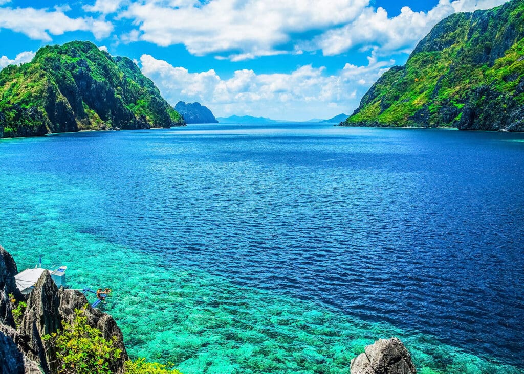 Scenic View Of Sea Bay And Mountain Islands