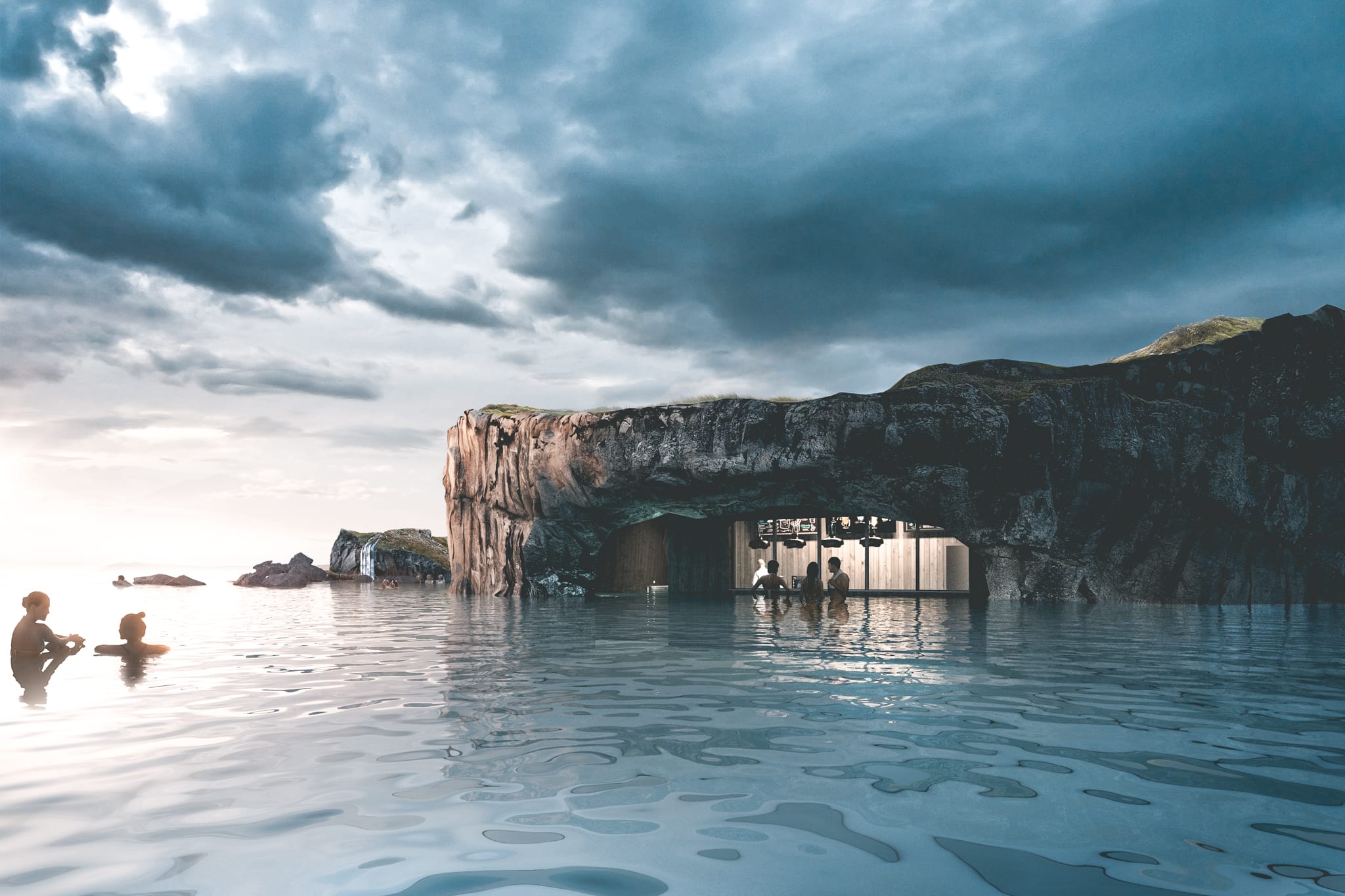 Deze luxe, warme lagune in IJsland heeft uitzicht op de oceaan en een bar