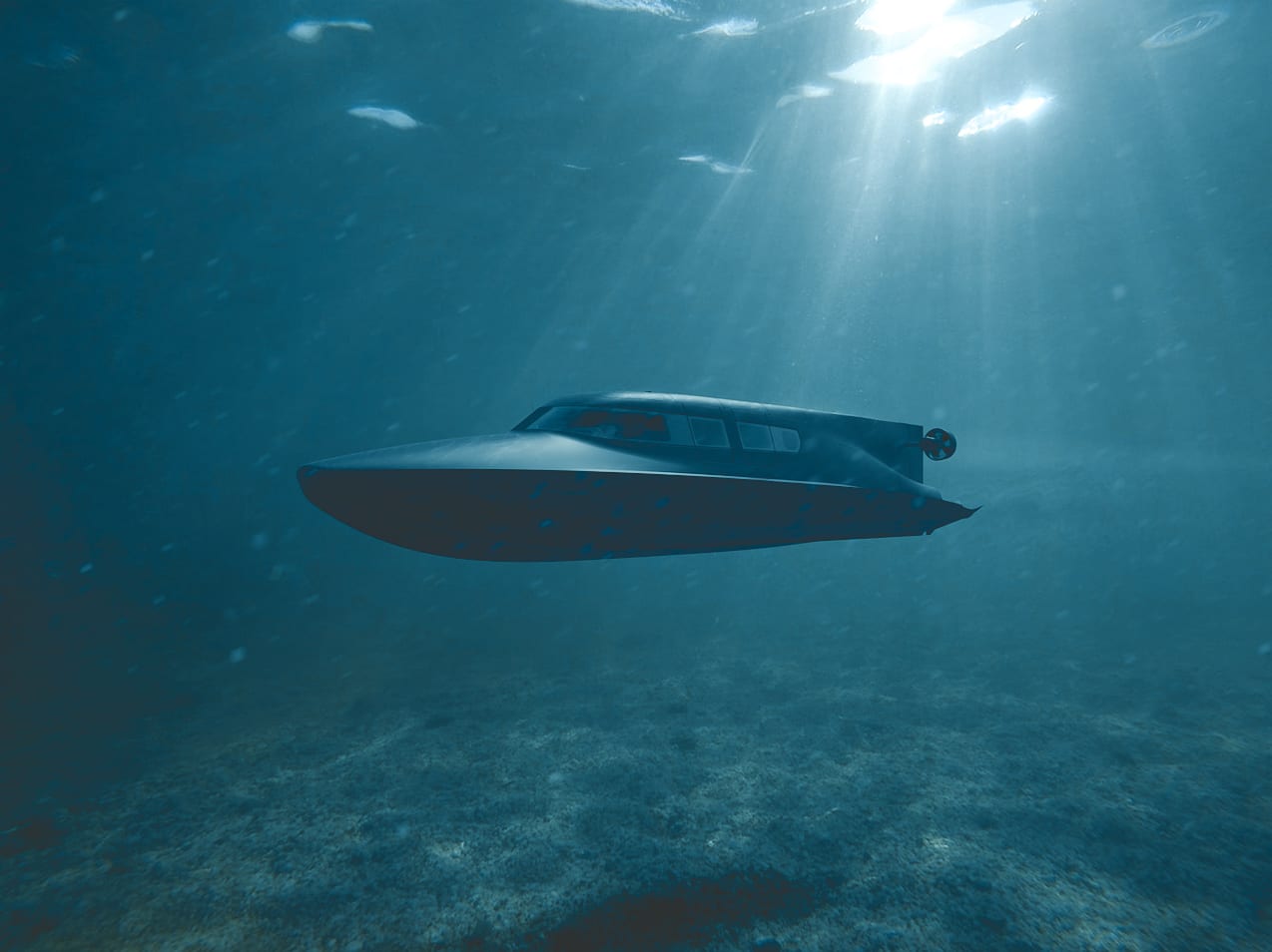 Deze 007-achtige speedboot is ook een onderzeeer