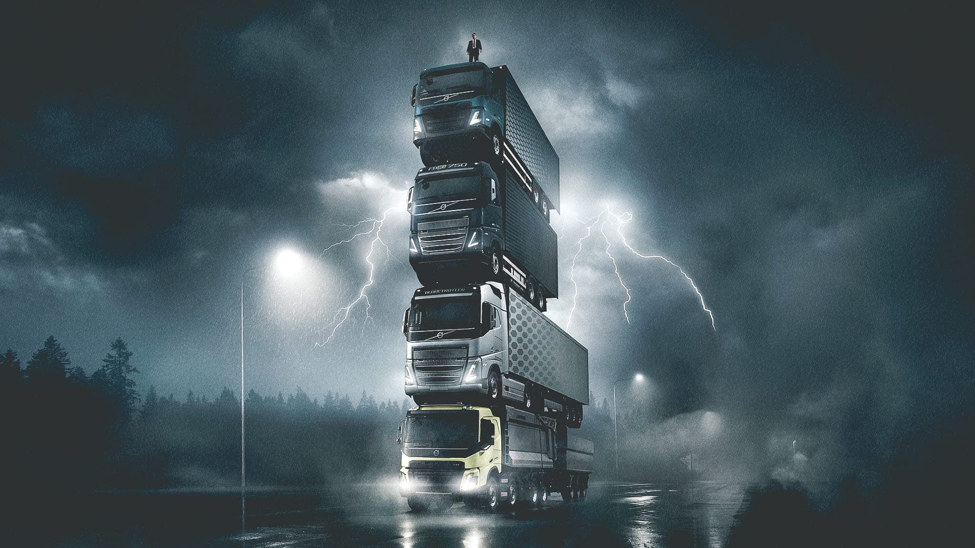 Volvo stapelt vrachtwagens in nieuwe bizarre commercial