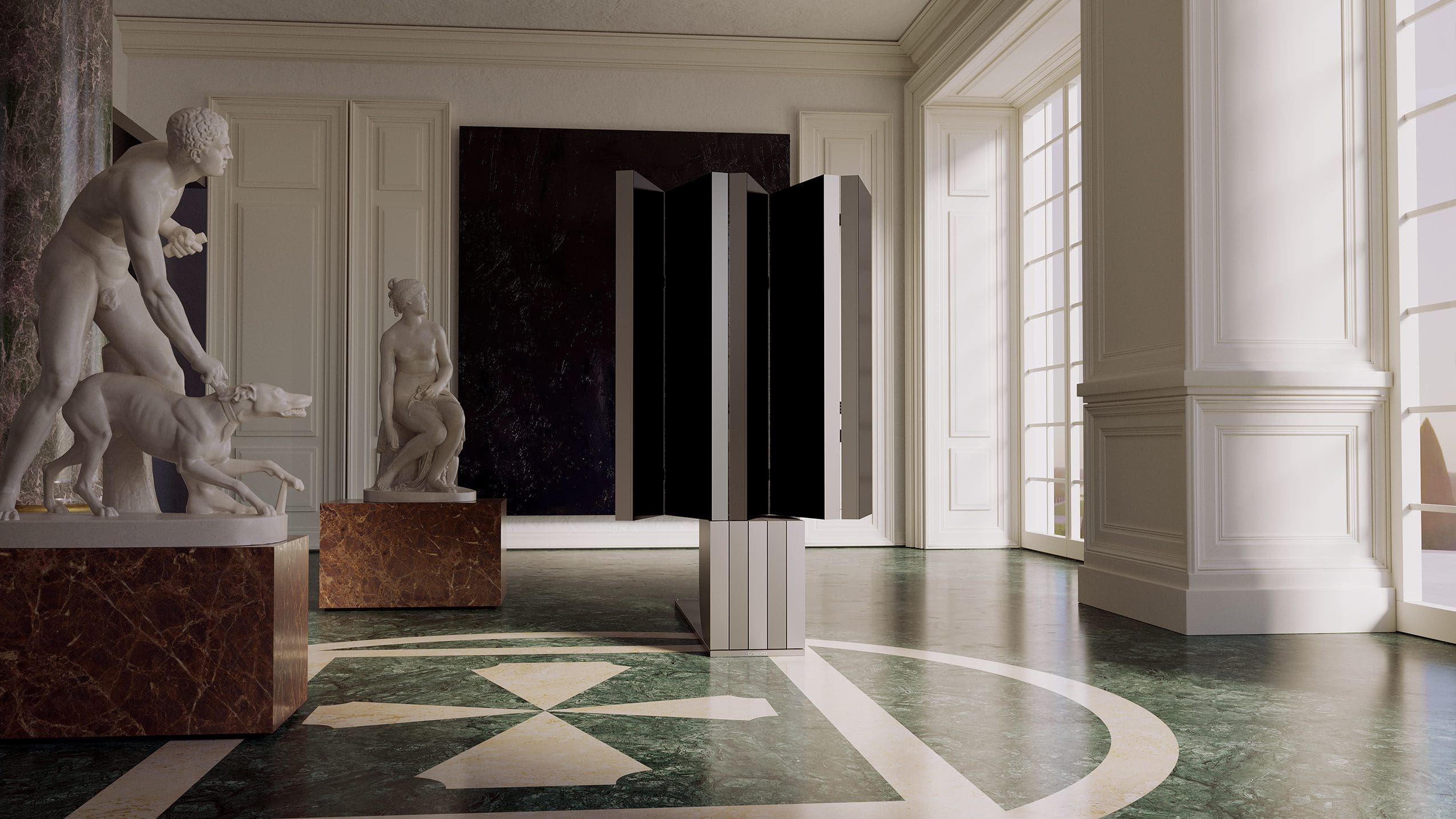 Museumwaardig sculptuur ontvouwt zich tot tv van 165-inch