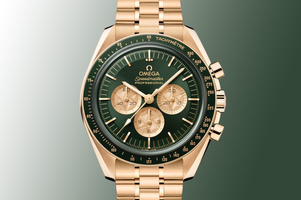 Omega’s gouden Speedmaster: van maan naar green in Masters Green Omega’s gouden Speedmaster: van maan naar green in Masters Green